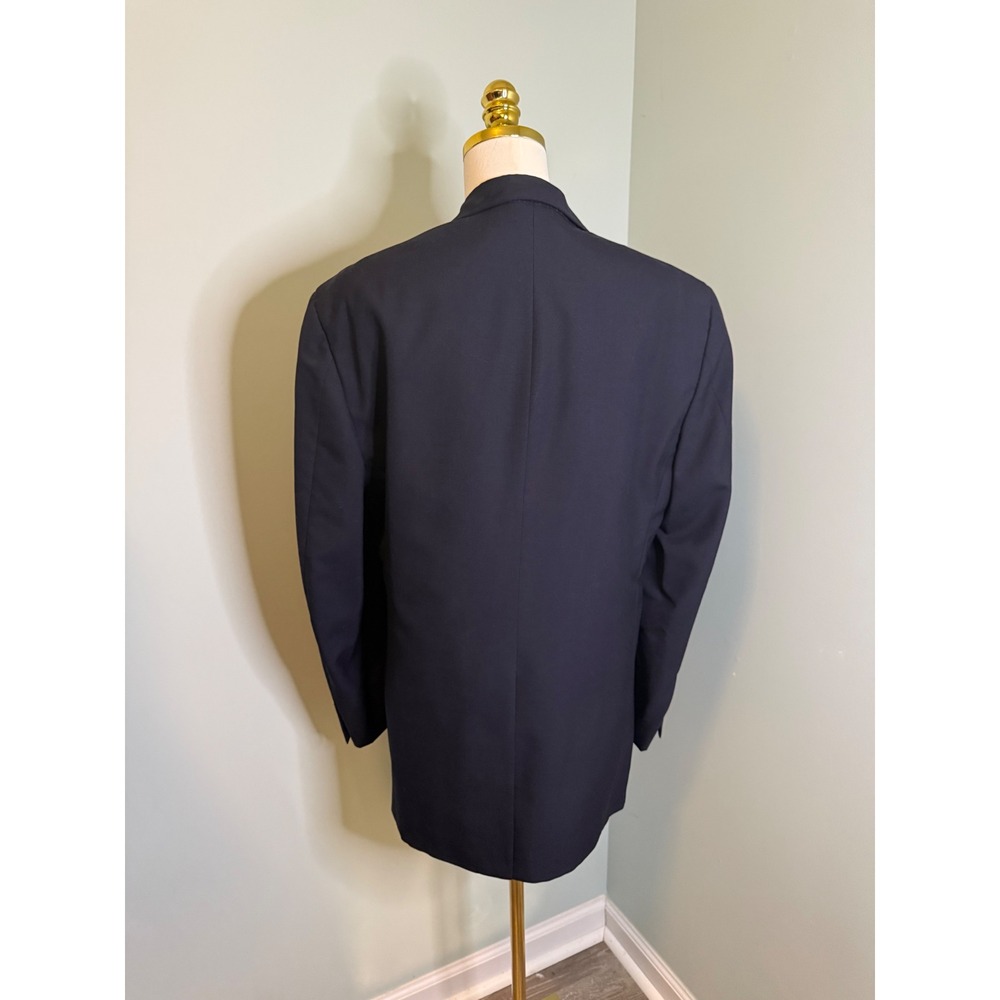 Vintage The University Shop Pure Wool Blazer Gold Crest Button Preppy Navy 42R - Picture 5 of 6